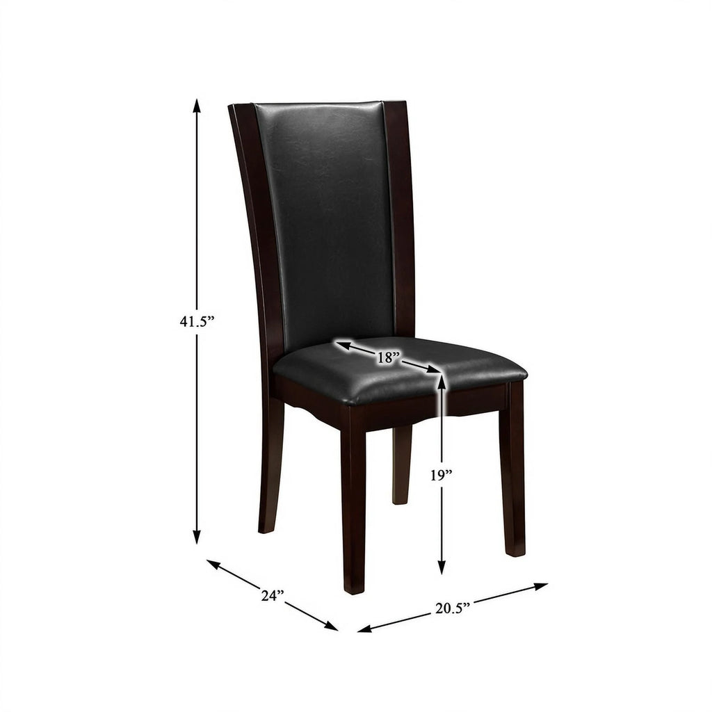 Wood and Faux Leather Dining Side Chair Espresso Set of 2 A2042