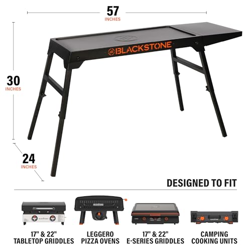 Collapsible Tabletop Griddle Stand with Adjustable Legs and Side Shelf B402286
