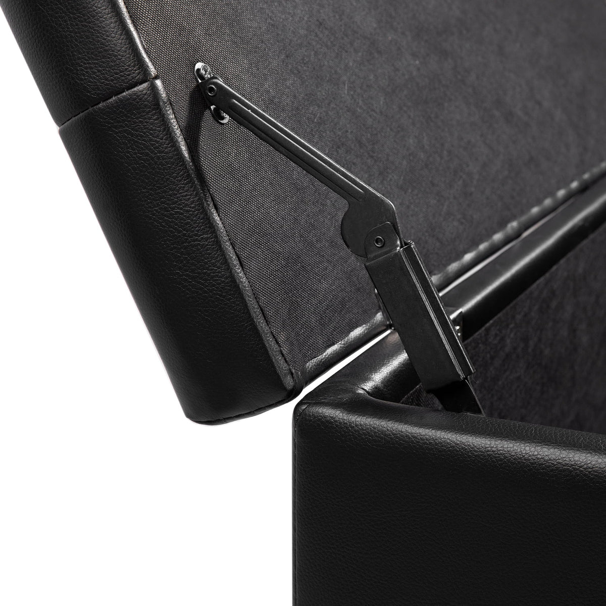 Black Air Leather Tufted Lift-Top Storage Ottoman Bench P121045