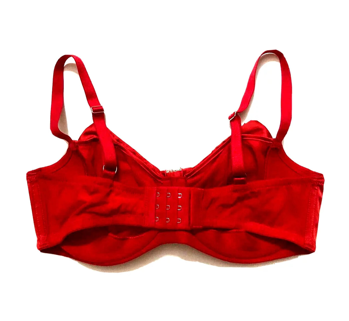Red Sheer Mesh Balconette Bra 34DDD X858