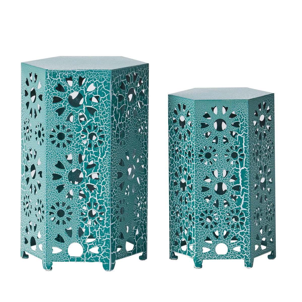 12 Inch and 14 Inch Iron Side Table Set R5632