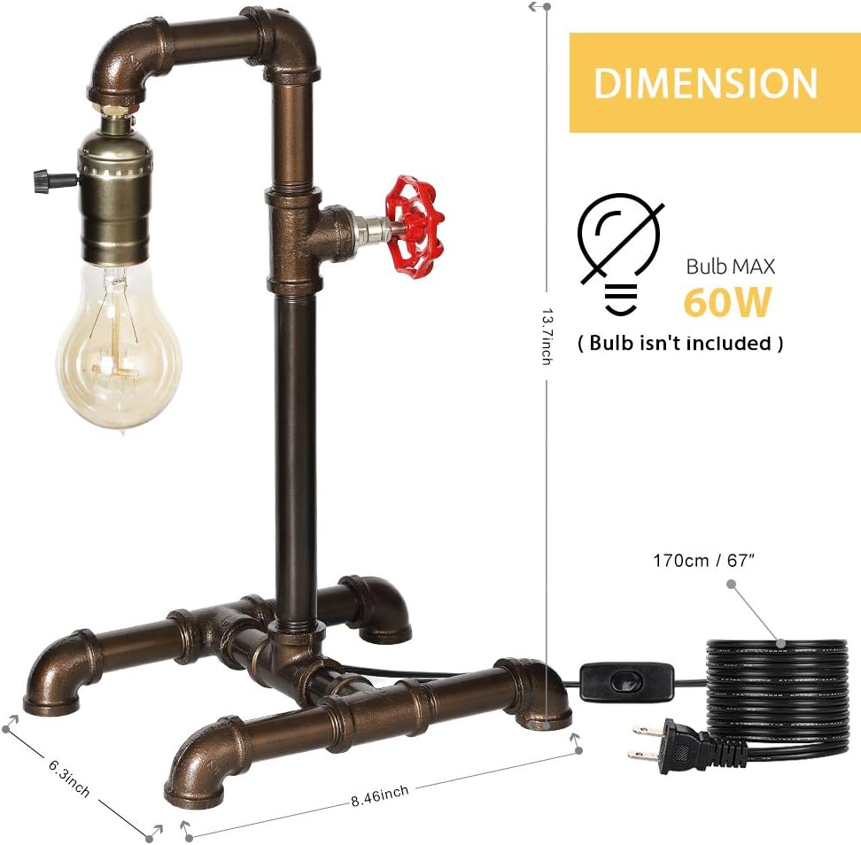Retro Industrial Rustic Bronze Metal Table Lamp Z619