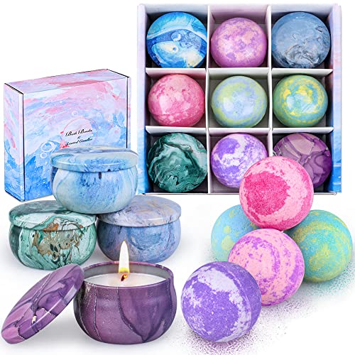 5 Large Bath Bombs with 4 Scented Candles J5629