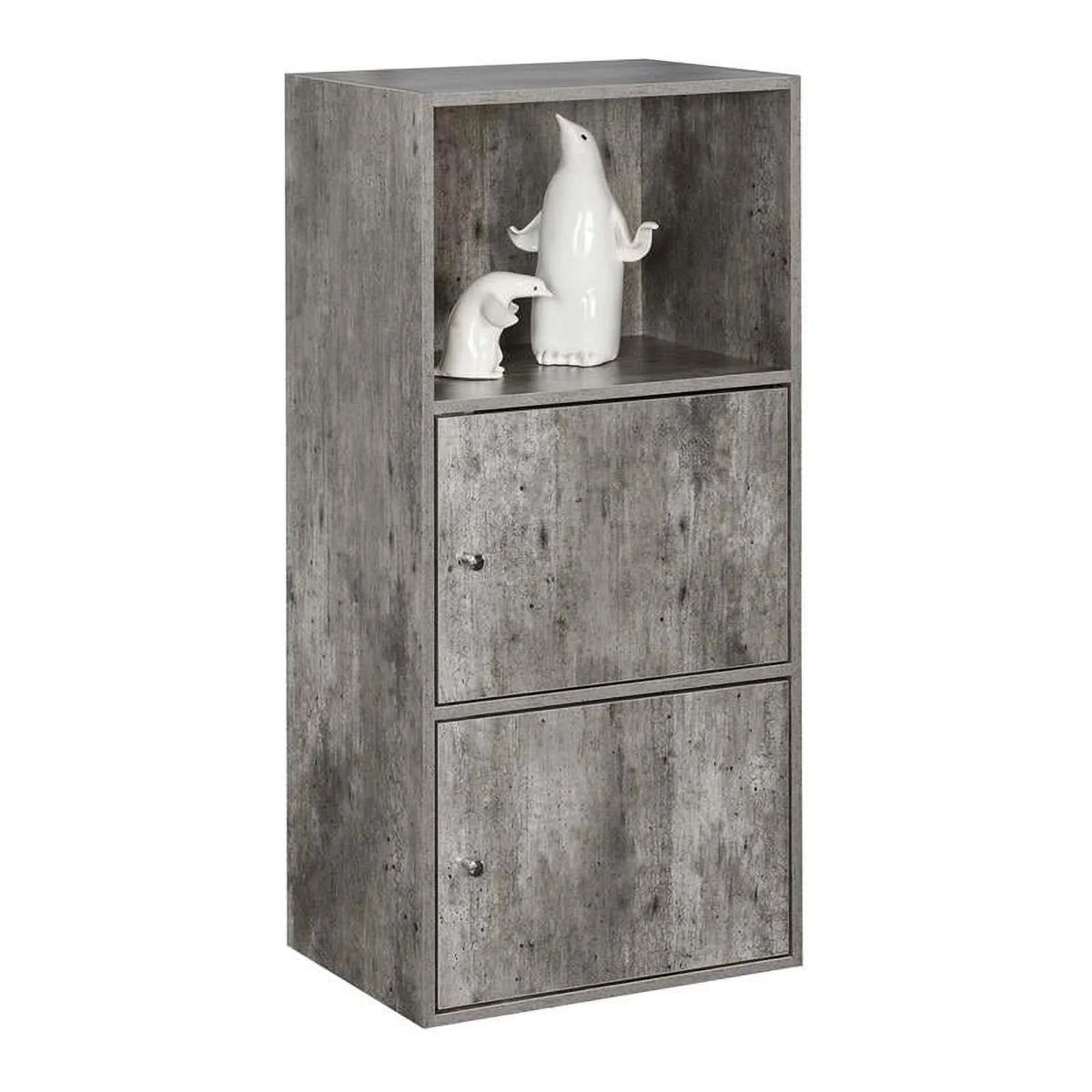 2 Door Gray Faux Birch Wood Cabinet R5259