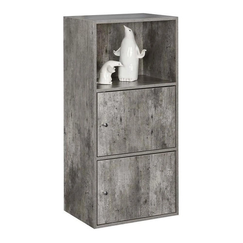 2 Door Gray Faux Birch Wood Cabinet R5259
