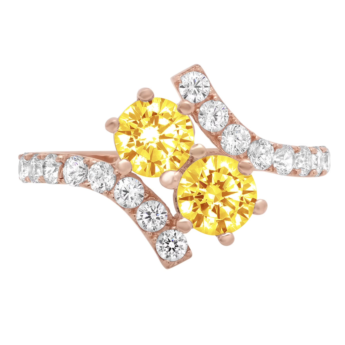1.98ct Round Cut Yellow Simulated Diamond 14k Pink Rose Gold Engagement Ring Size 7.75 Y64785