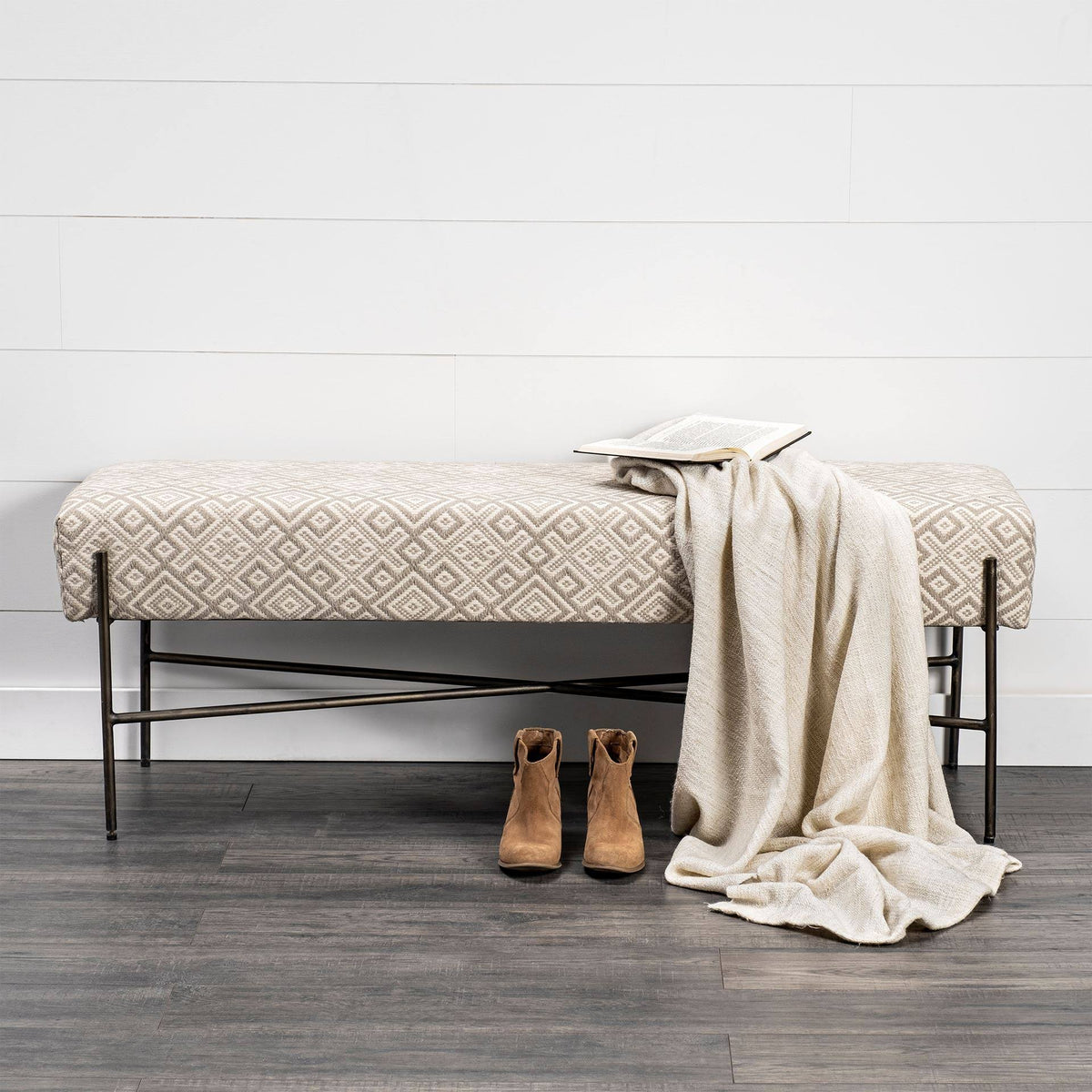 Cream Fabric Bench G648394