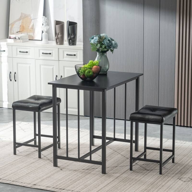 Rectangle Dining Set Black (Set of 3) F26811