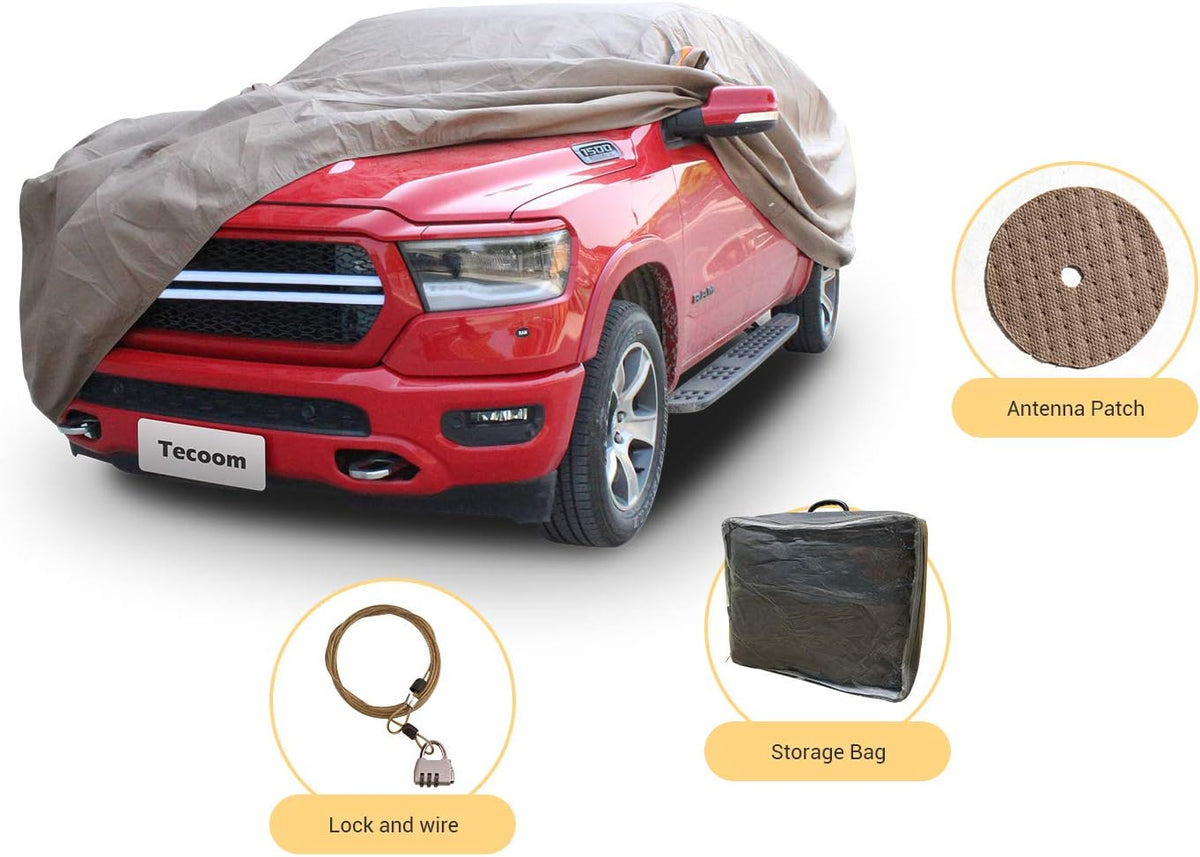 Full Size Truck Car Cover Waterproof Windproof with Straps Buckles Antenna Patch Pack of 2 T256200