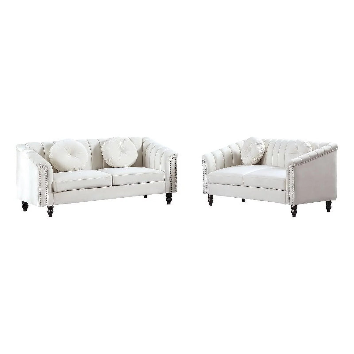 White 3 Pieces Microfiber Living Room Set S31072