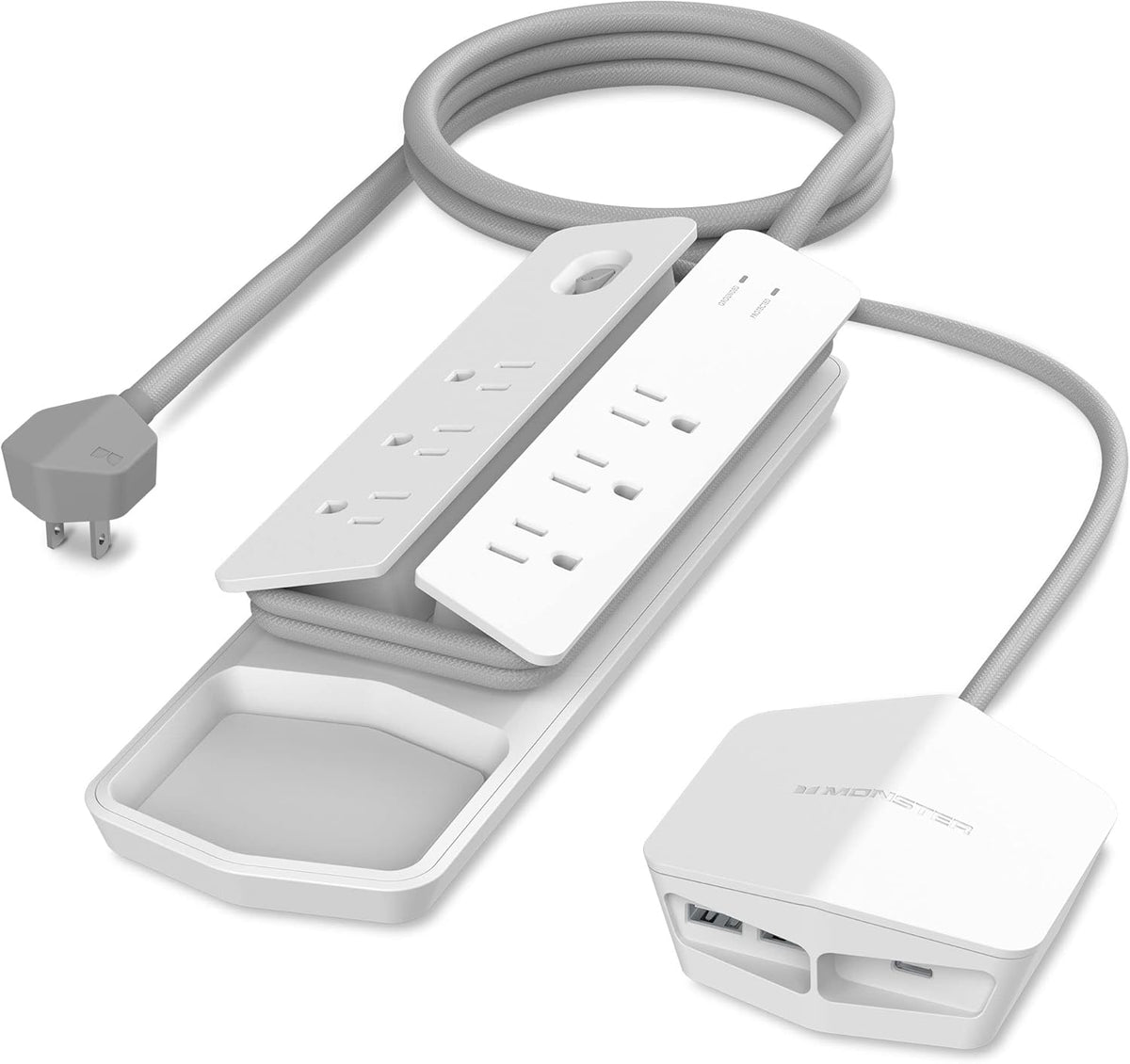 Surge Protector, 6 AC Outlets, 2 USB-A Ports & 1 USB-C Port, White E4538
