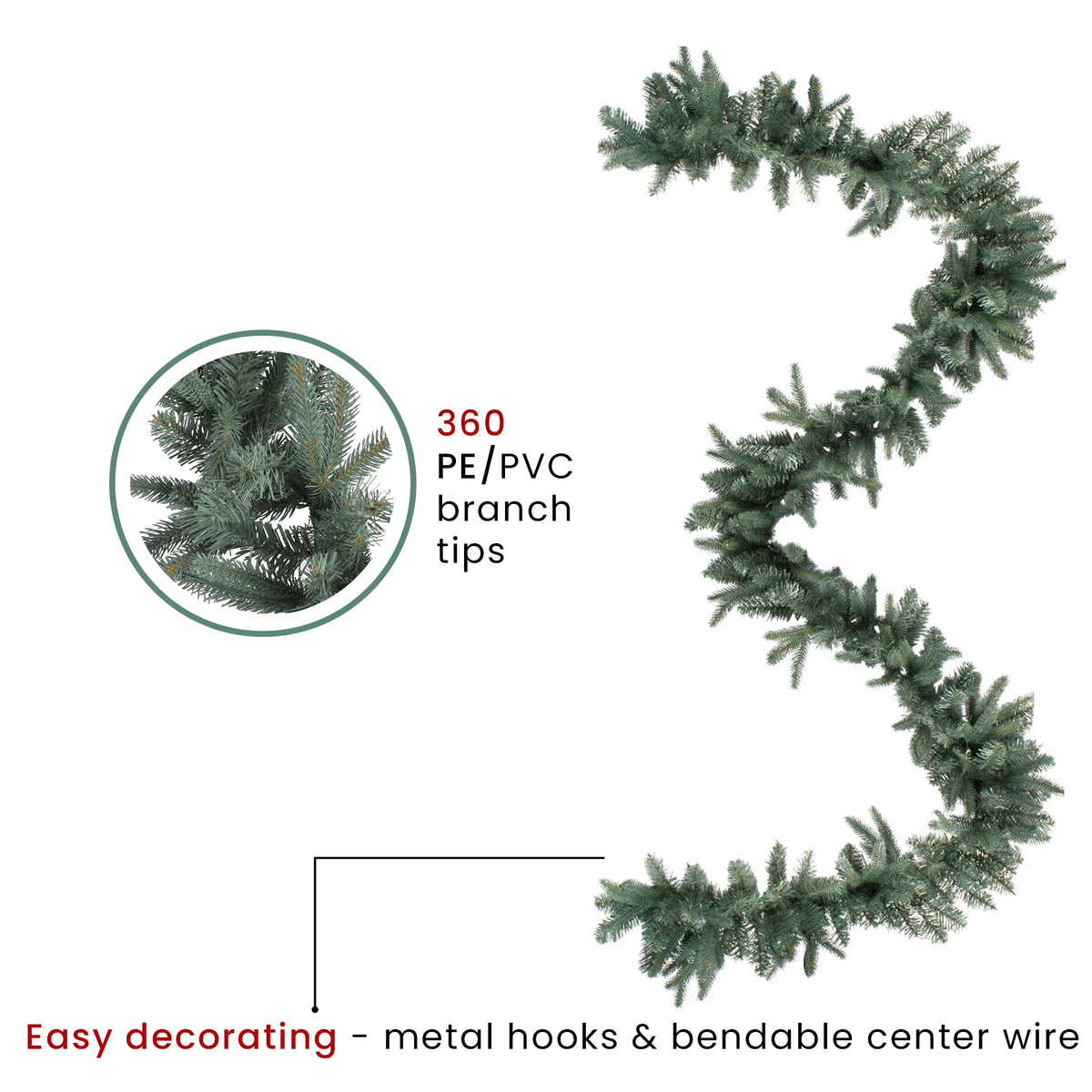 9' x 12" Unlit Artificial Christmas Garland P3410