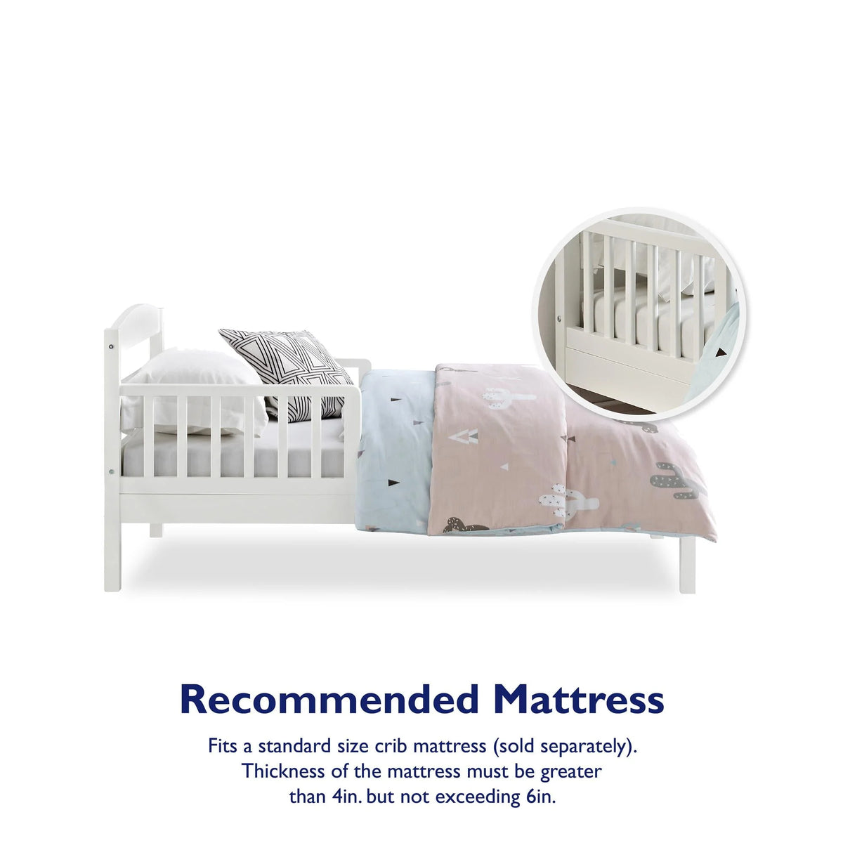 Wood Toddler Bed with Safety Guardrails B413