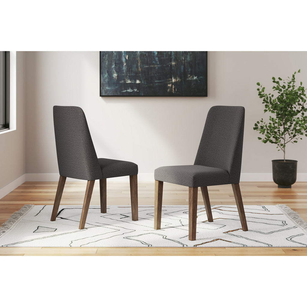 Upholstered Side Chair with Foam Cushion, Set of 2, Dark Gray & Brown J310