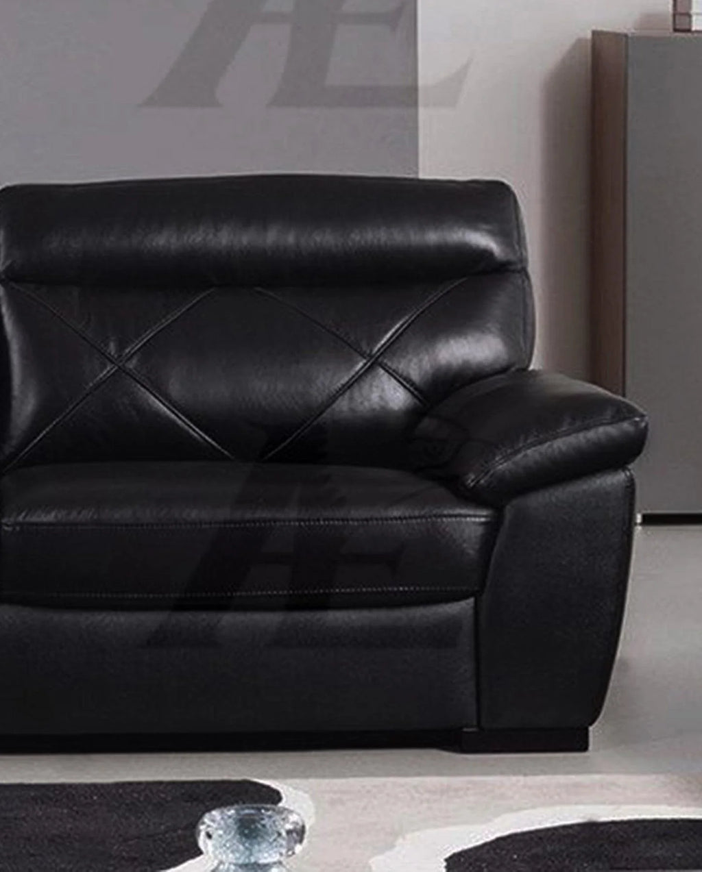 Black Italian Leather Sofa and Loveseat Set I786284
