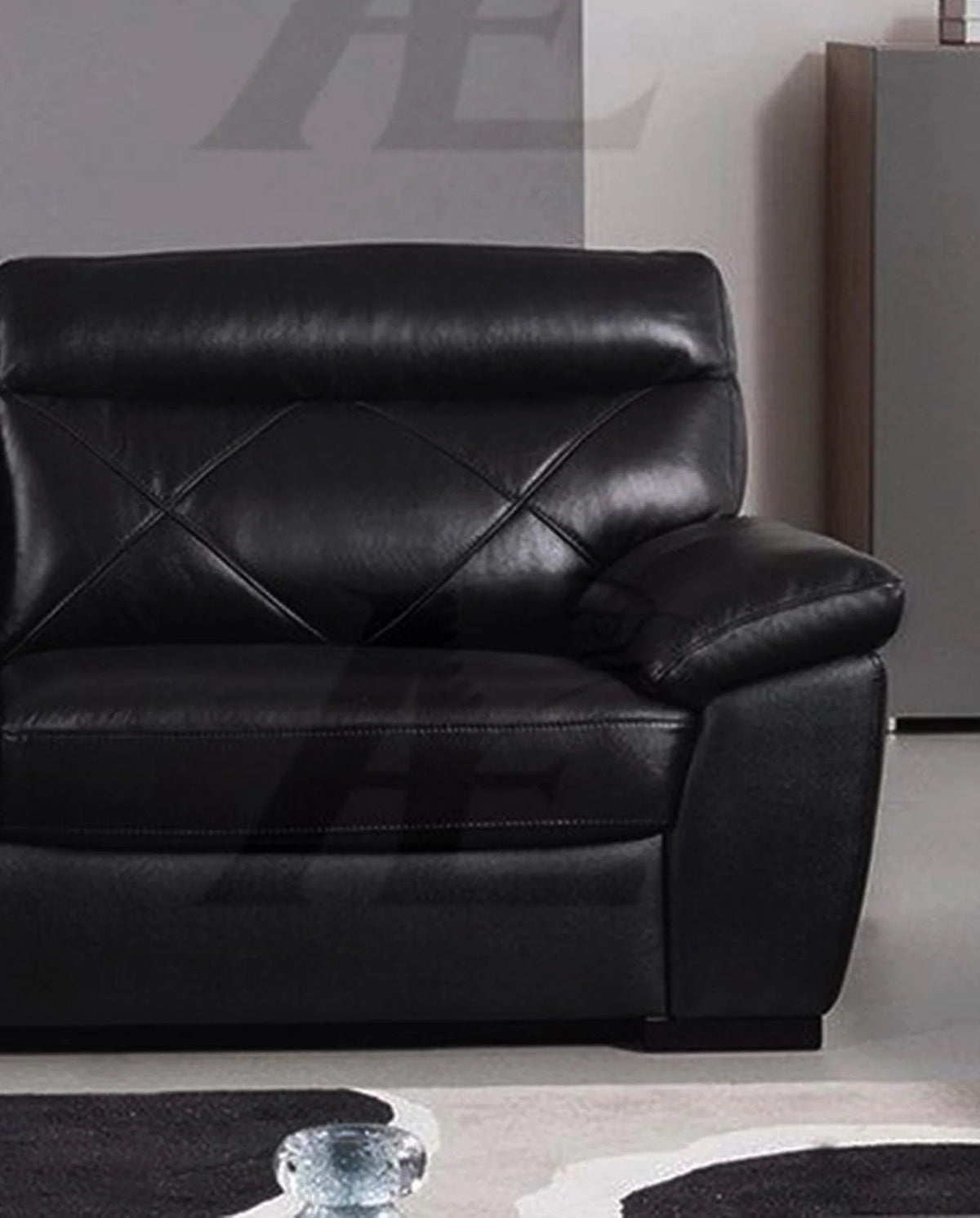 Black Italian Leather Sofa and Loveseat Set I786284