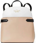 Warm Beige Black Leather Medium Backpack B916039