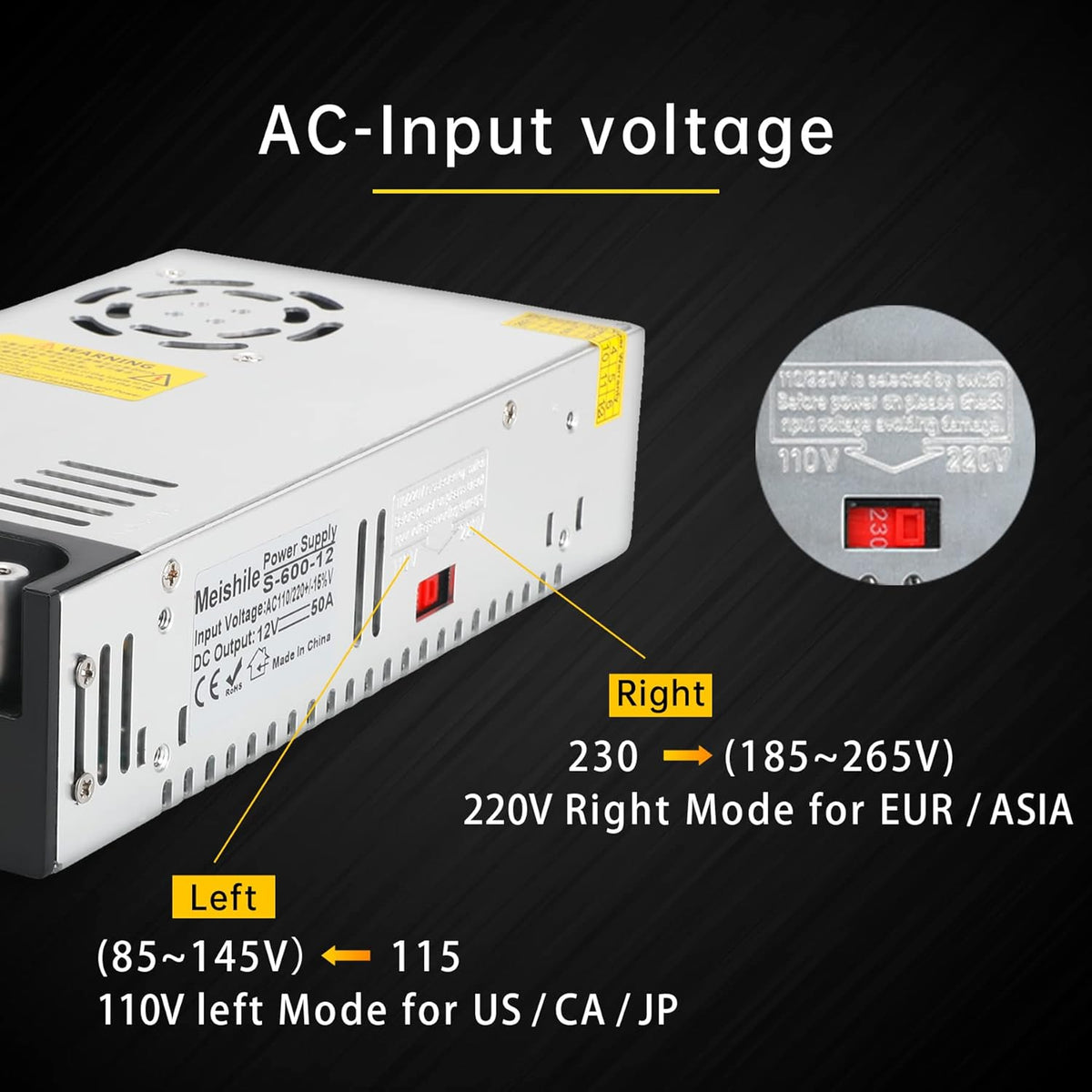 DC 12V 50A 600W Switching Power Supply, Pack of 2 I4235