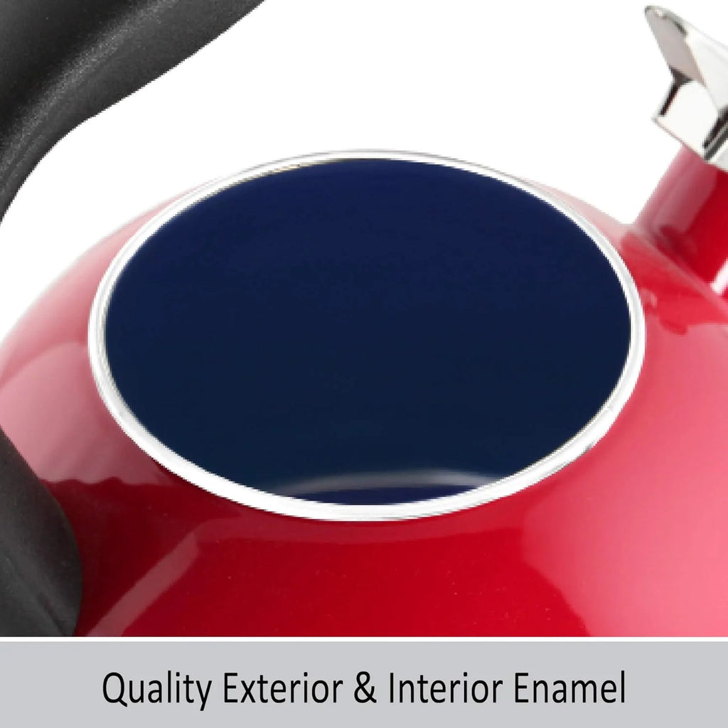 2 Quart Enamel On Steel Whistling Tea Kettle (Chili Red) B536