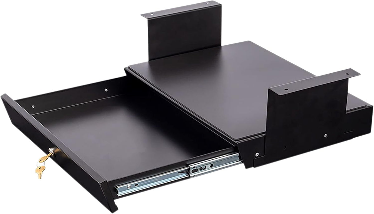 Black Lockable Under-Desk Drawer Storage Organizer U728
