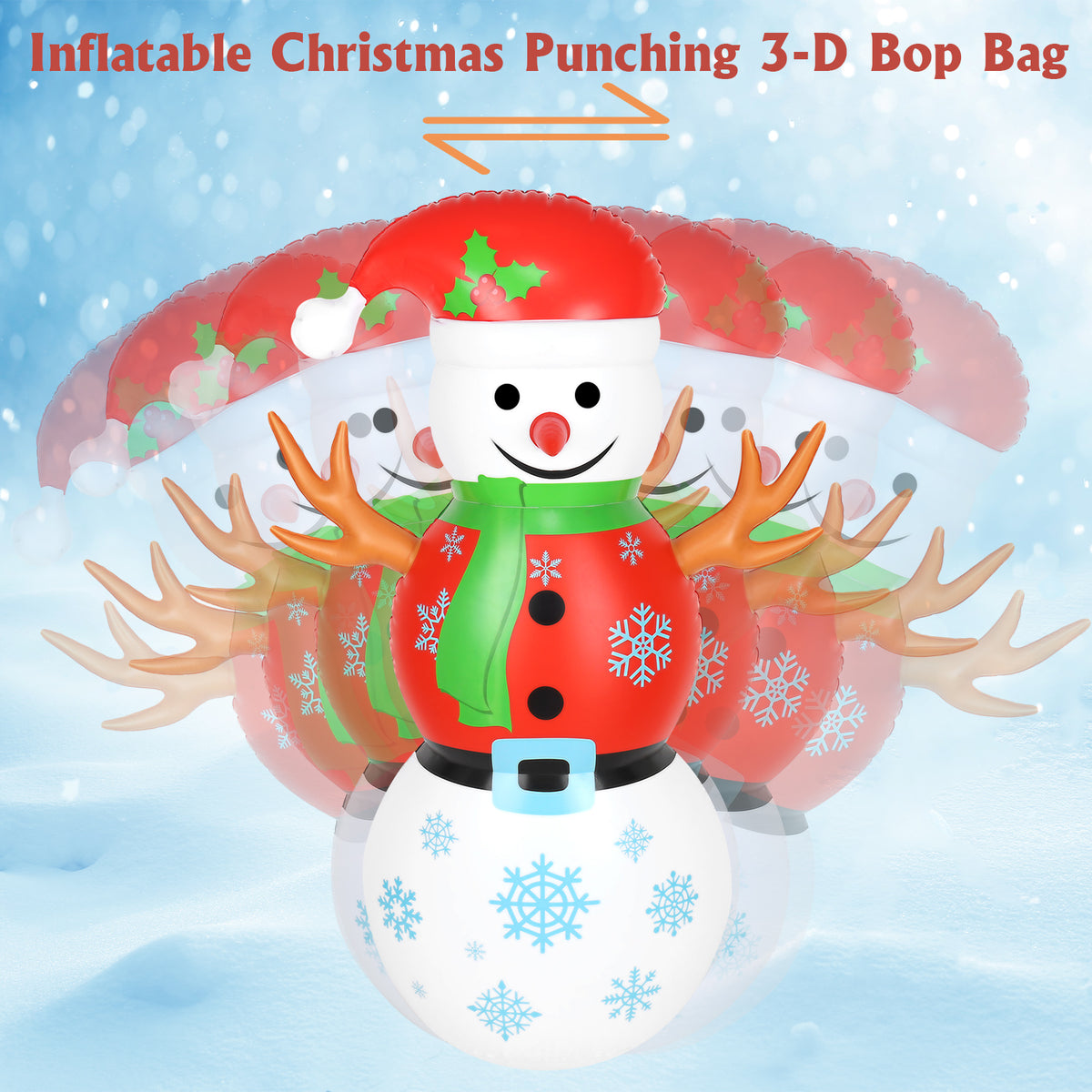 5 FT Inflatable Punching Bag with 6 Toss Rings H31393