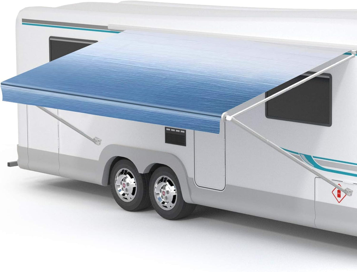 RV Awning Fabric Replacement Waterproof Vinyl Shade Screen - 18' (Fabric 17'2) T7374