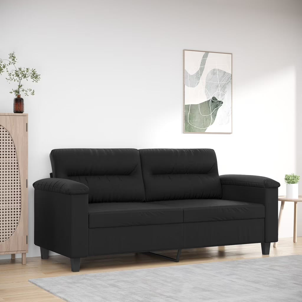Black Faux Leather 2-Seater Sofa U178