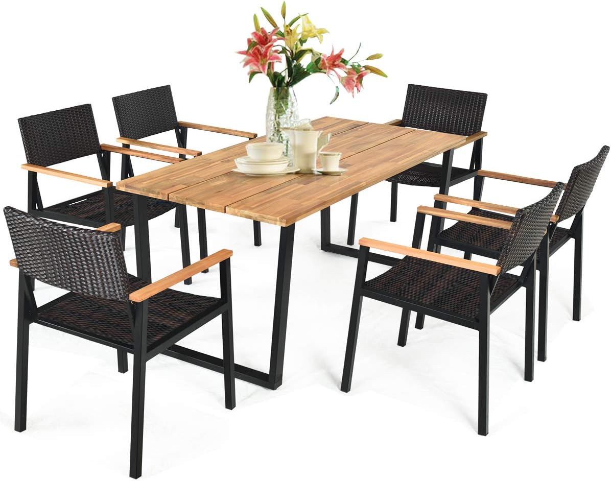 7 Pc Acacia Wood Outdoor Dining Set U132152