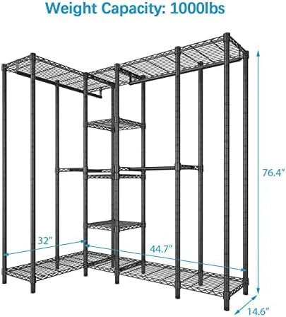 67.5" L Shaped Freestanding Wire Garment Rack Z91069