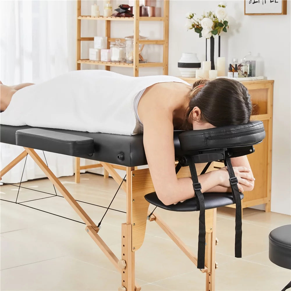 Folding Adjustable Massage Table Black Y554