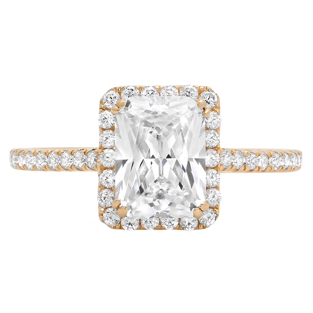 14K Yellow Gold Halo Engagement Ring Y5910