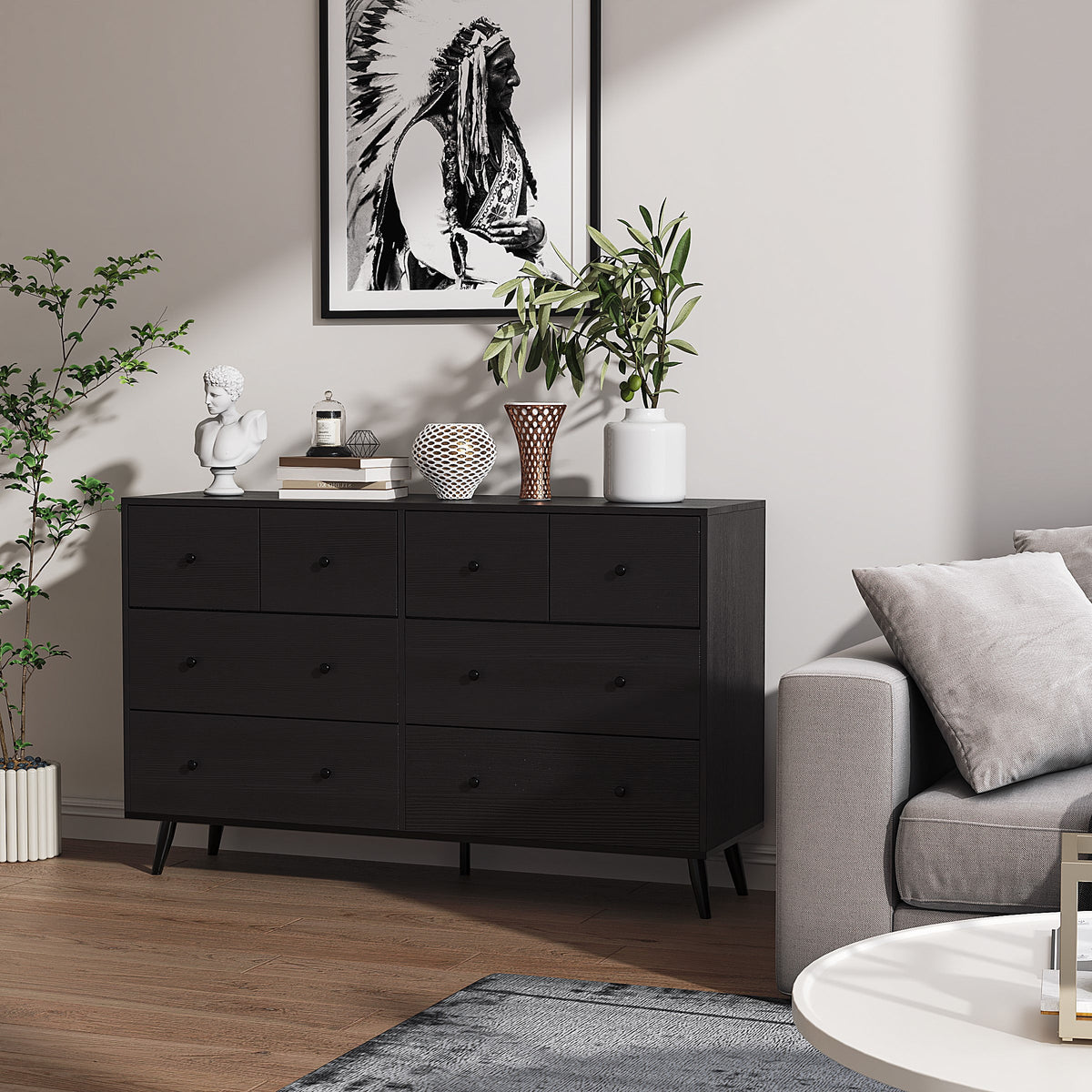 White 6 Drawer Rustic Wood Dresser C24064