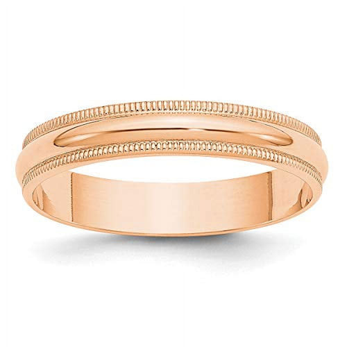 10K Rose Gold 4mm Half Round Band Ring Size 9 F198012