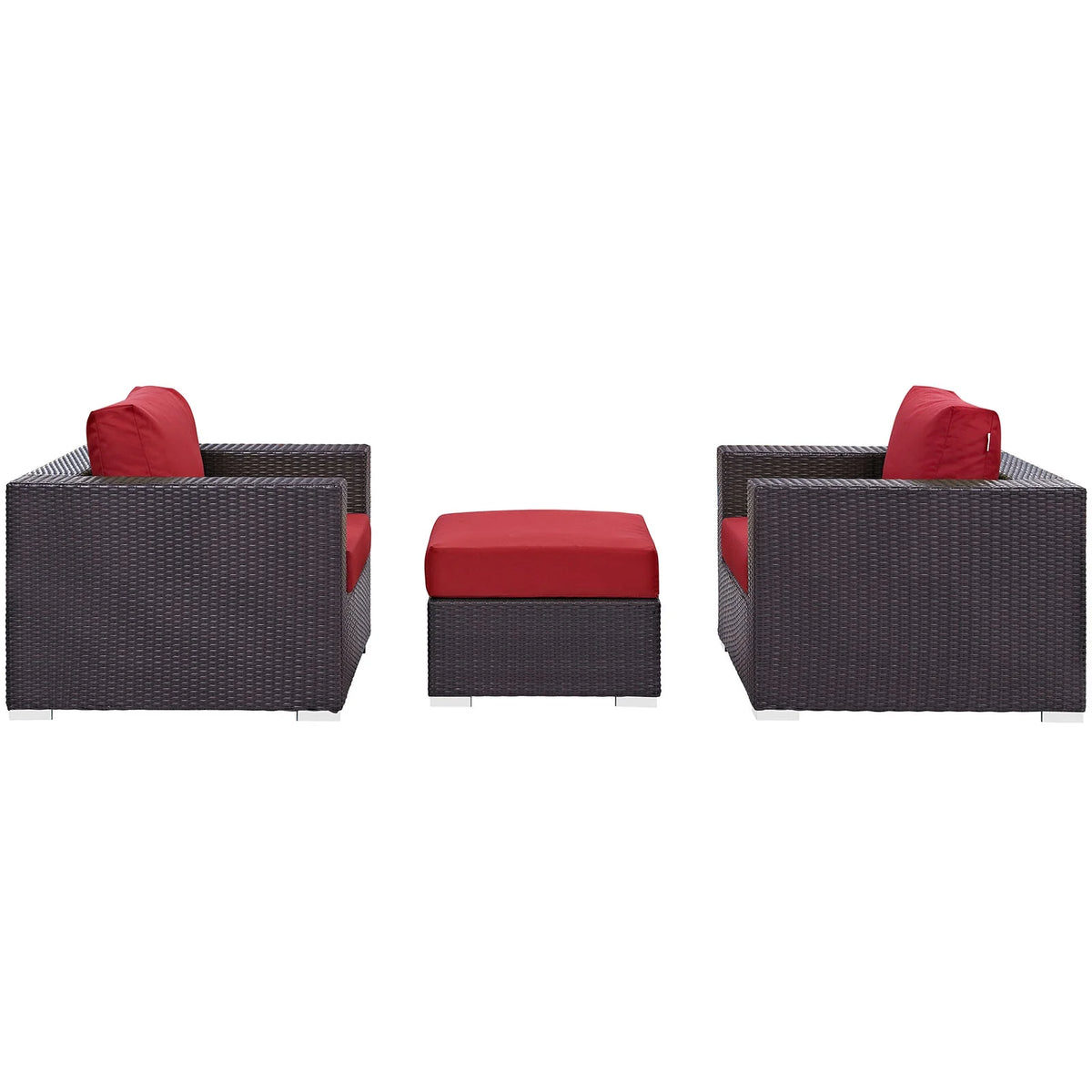 3 Piece Outdoor Patio Sofa Set in Espresso Red Y66909