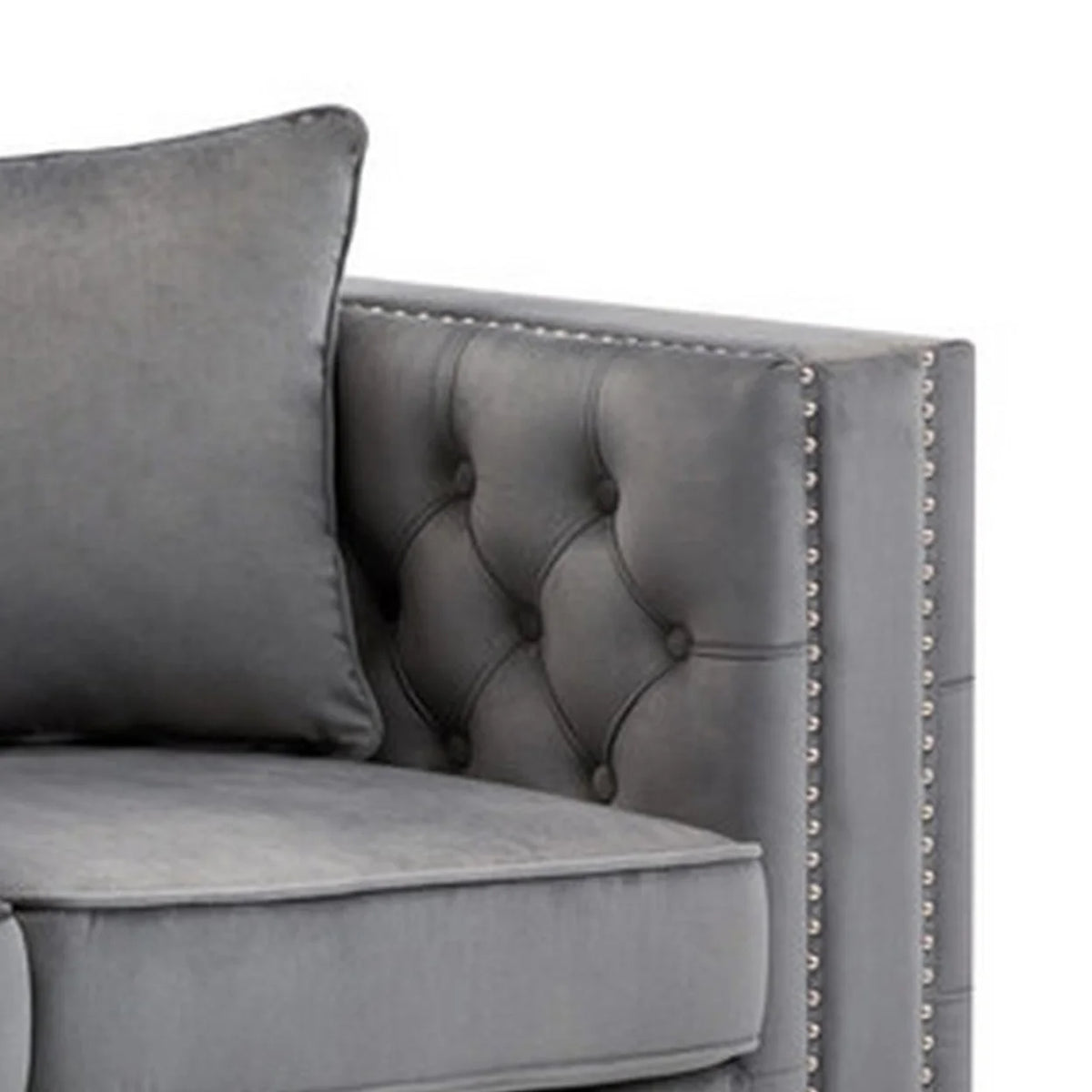 Gray Velvet Chesterfield Loveseat X1278
