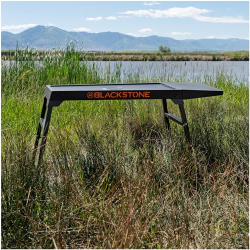 Collapsible Tabletop Griddle Stand with Adjustable Legs and Side Shelf B402286