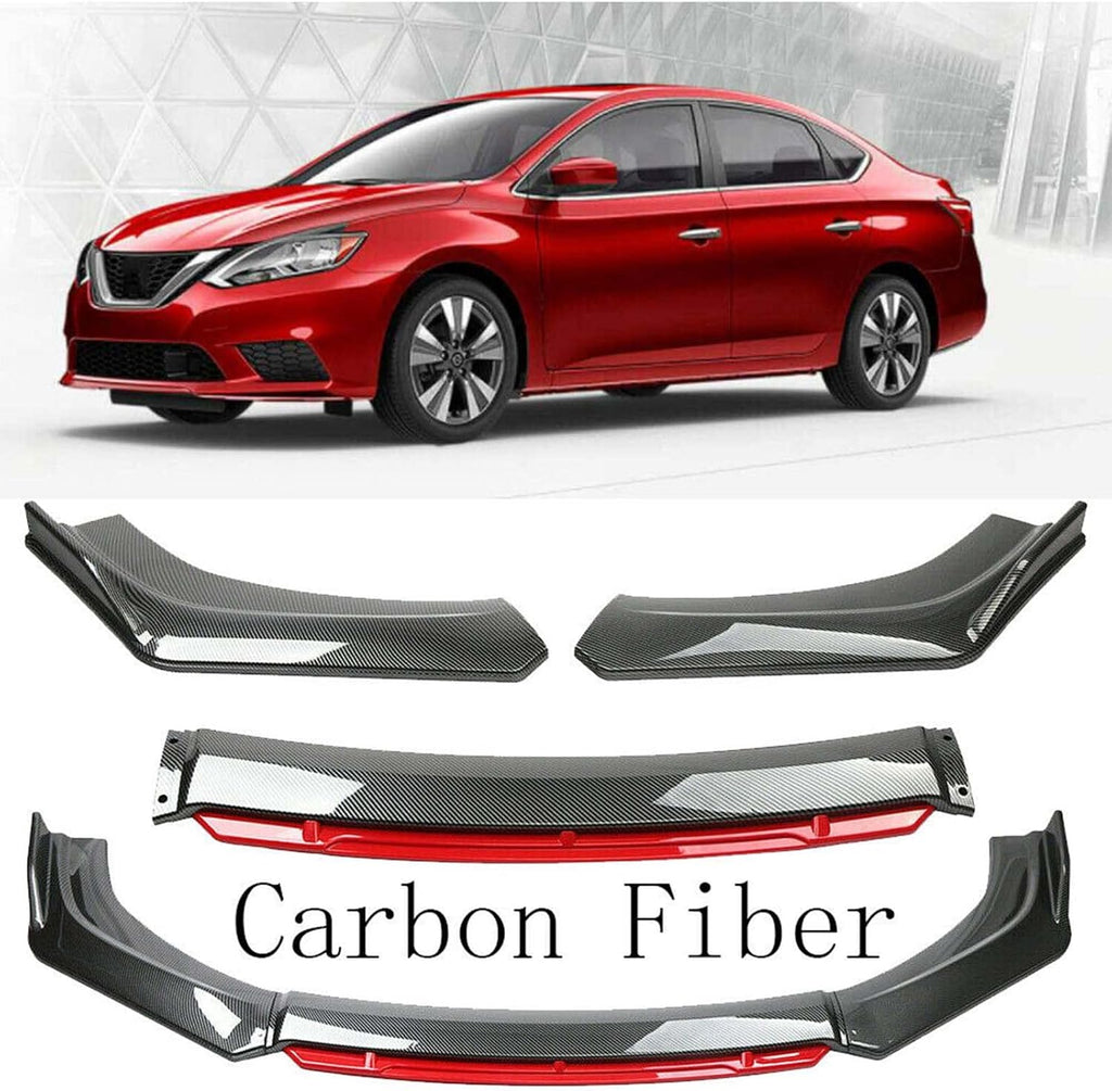 Glossy Black Red Front Bumper Lip Spoiler Splitter Diffuser Body Kits Pack of 2 F100