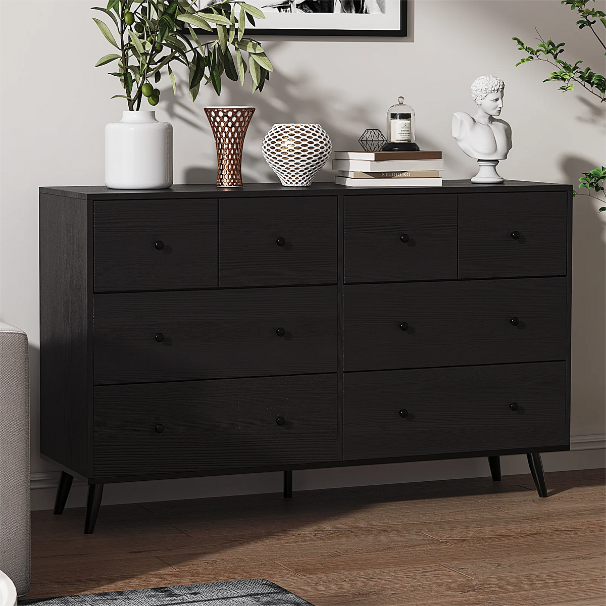 White 6 Drawer Rustic Wood Dresser C24064