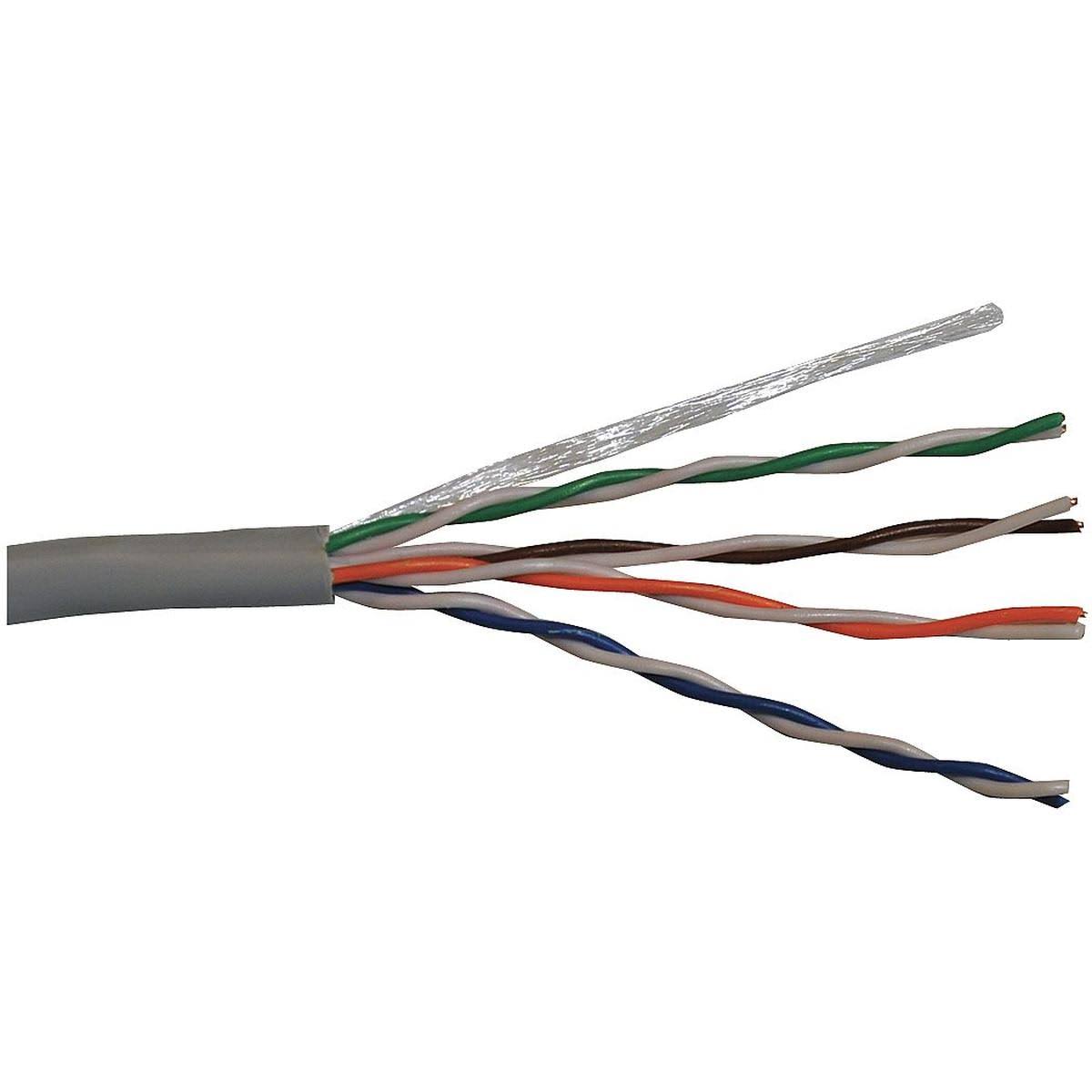 Cat 5e Cable, 24 AWG, 1000 ft, Gray Y1782