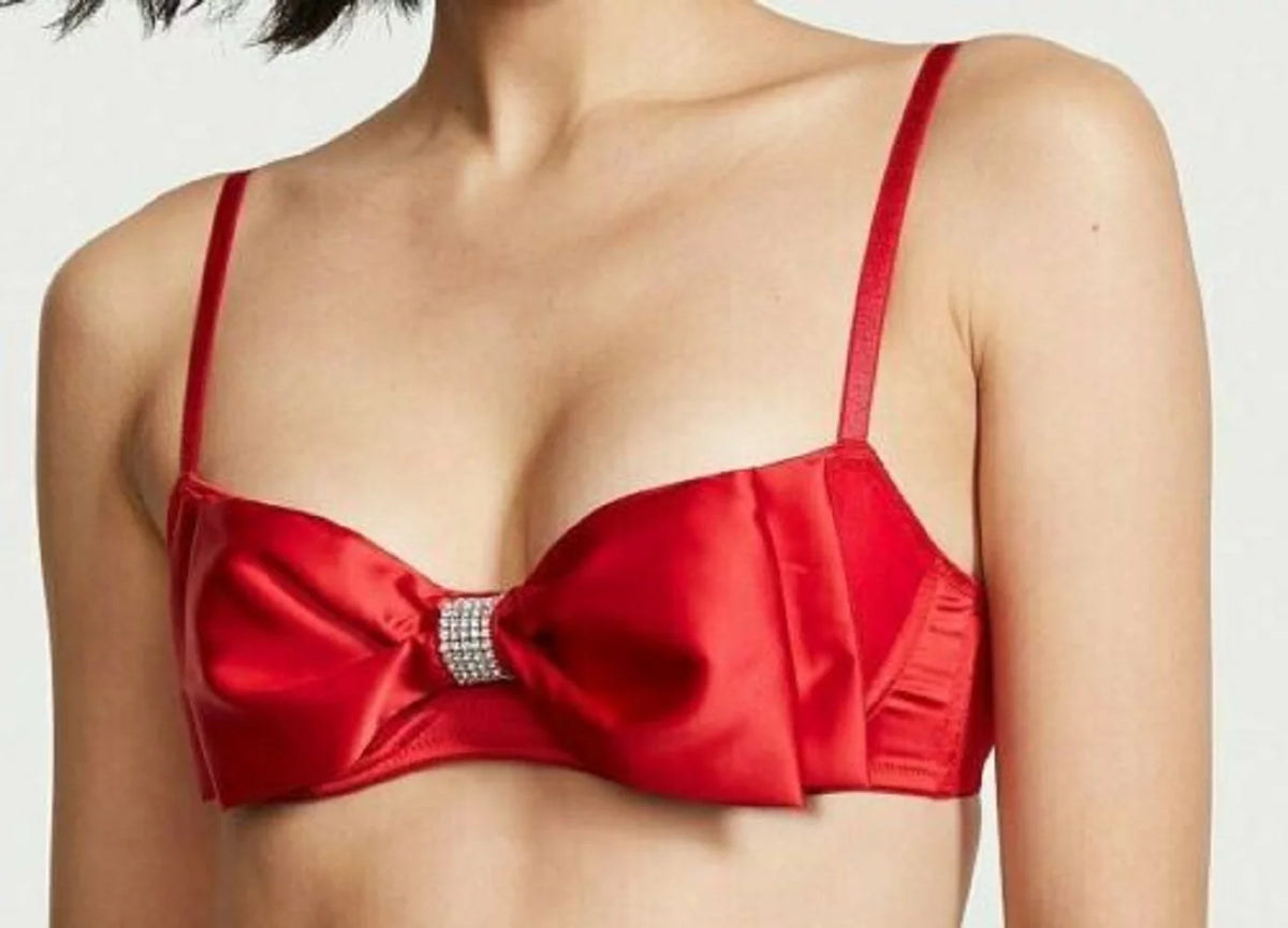Red Sheer Mesh Balconette Bra 34DDD X858