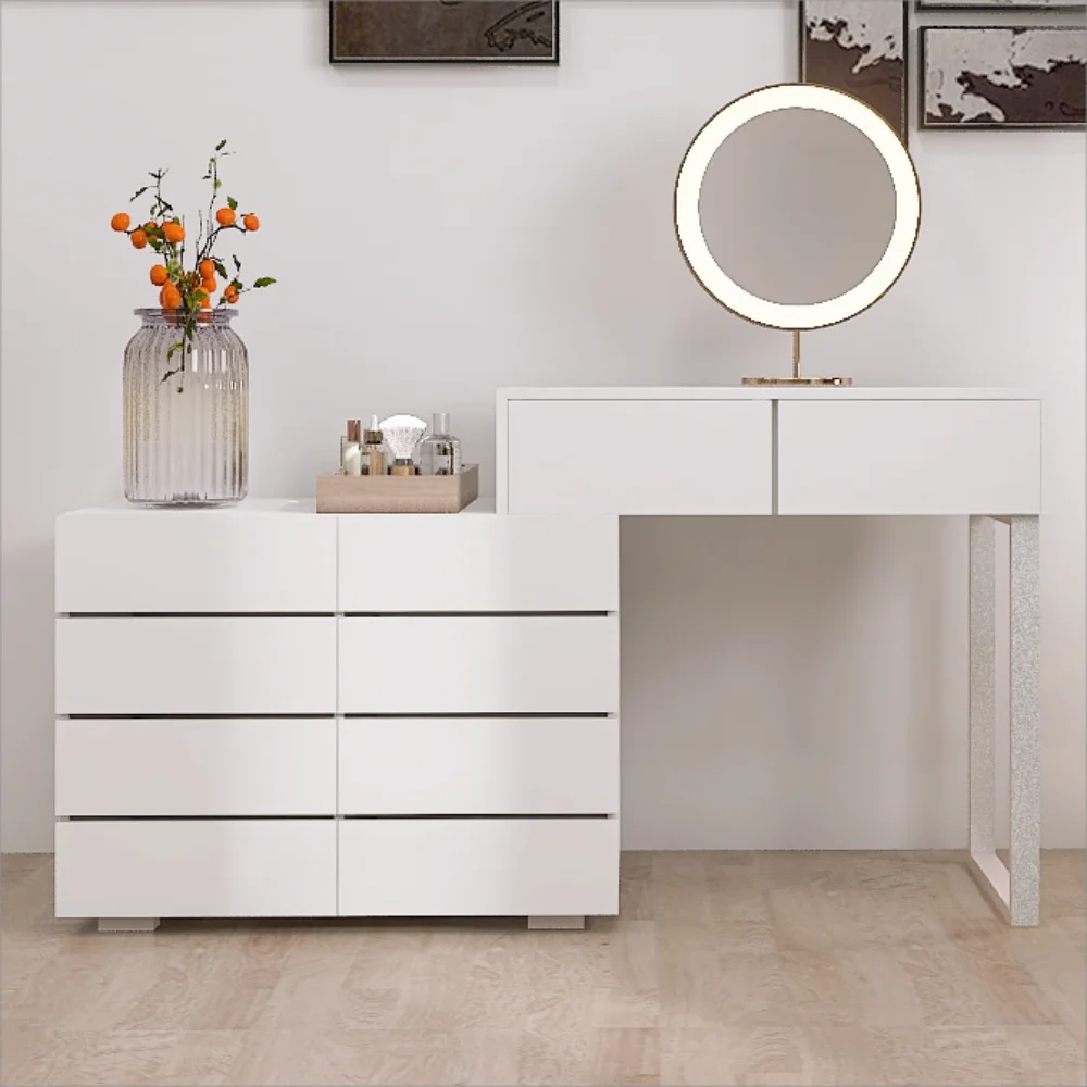 White 6 Drawer Rustic Wood Dresser C24064