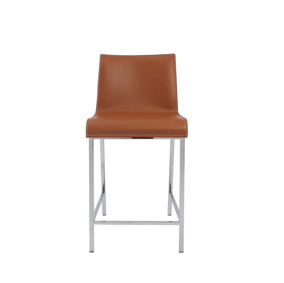 Cognac Chrome Counter Stool Set of 2 C822910