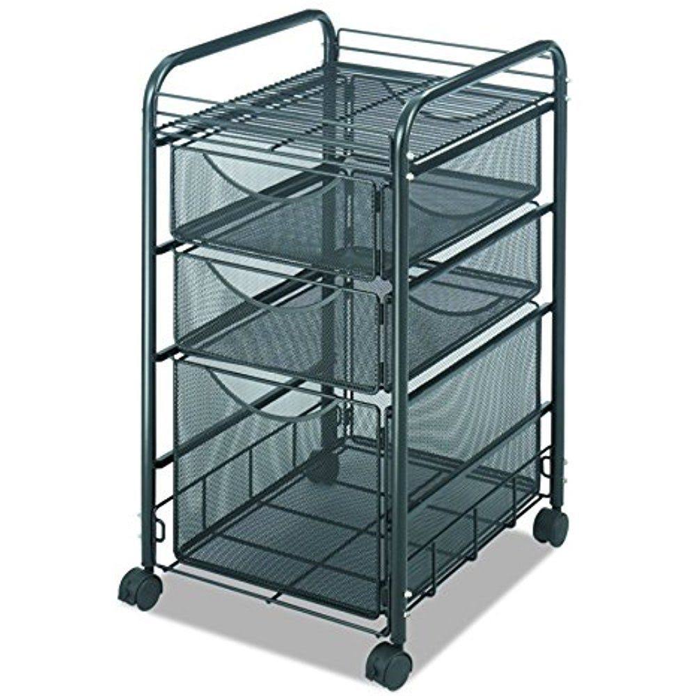 Onyx Mesh File Cart with 1 File Drawer and 2 Small Drawers O963275