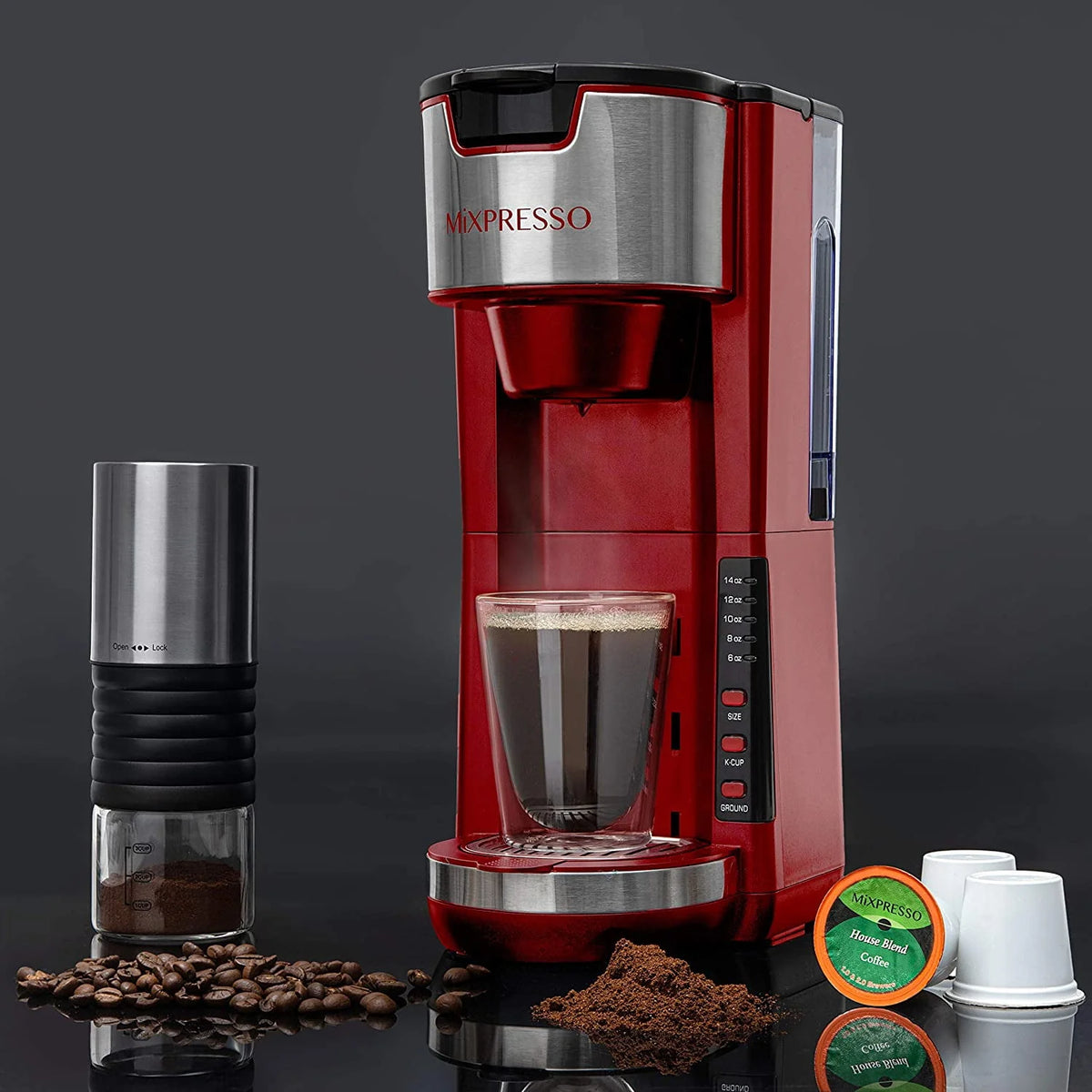 2 in 1 Single Serve Coffee Brewer with 30 oz Reservoir, 5 Brew Size, White H49218