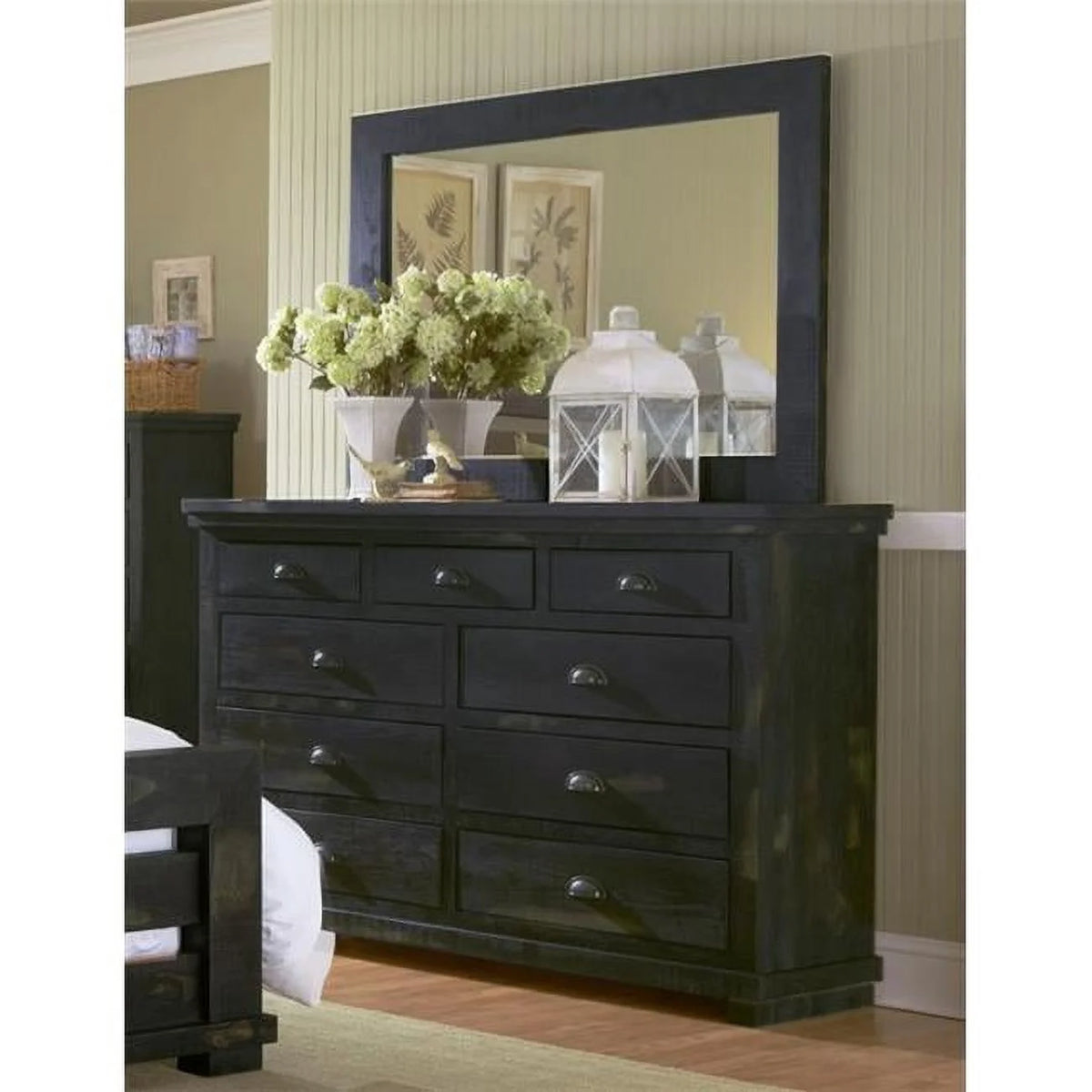 9 Drawer Wood Dresser and Mirror H478016