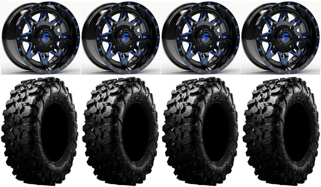 Fuel Lethal Blue 14 Wheels 32 Carnivore Tires with Lug Kit T9350