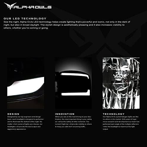 Black Amber Projector Headlights with LED Light Bar G5527