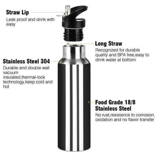 20 OZ Vacuum Insulated Stainless Steel Water Bottle with Straw Lid A566826