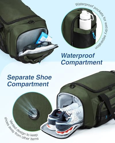 Black Water-resistant Gym Duffel Bag with Shoe Compartment P4805