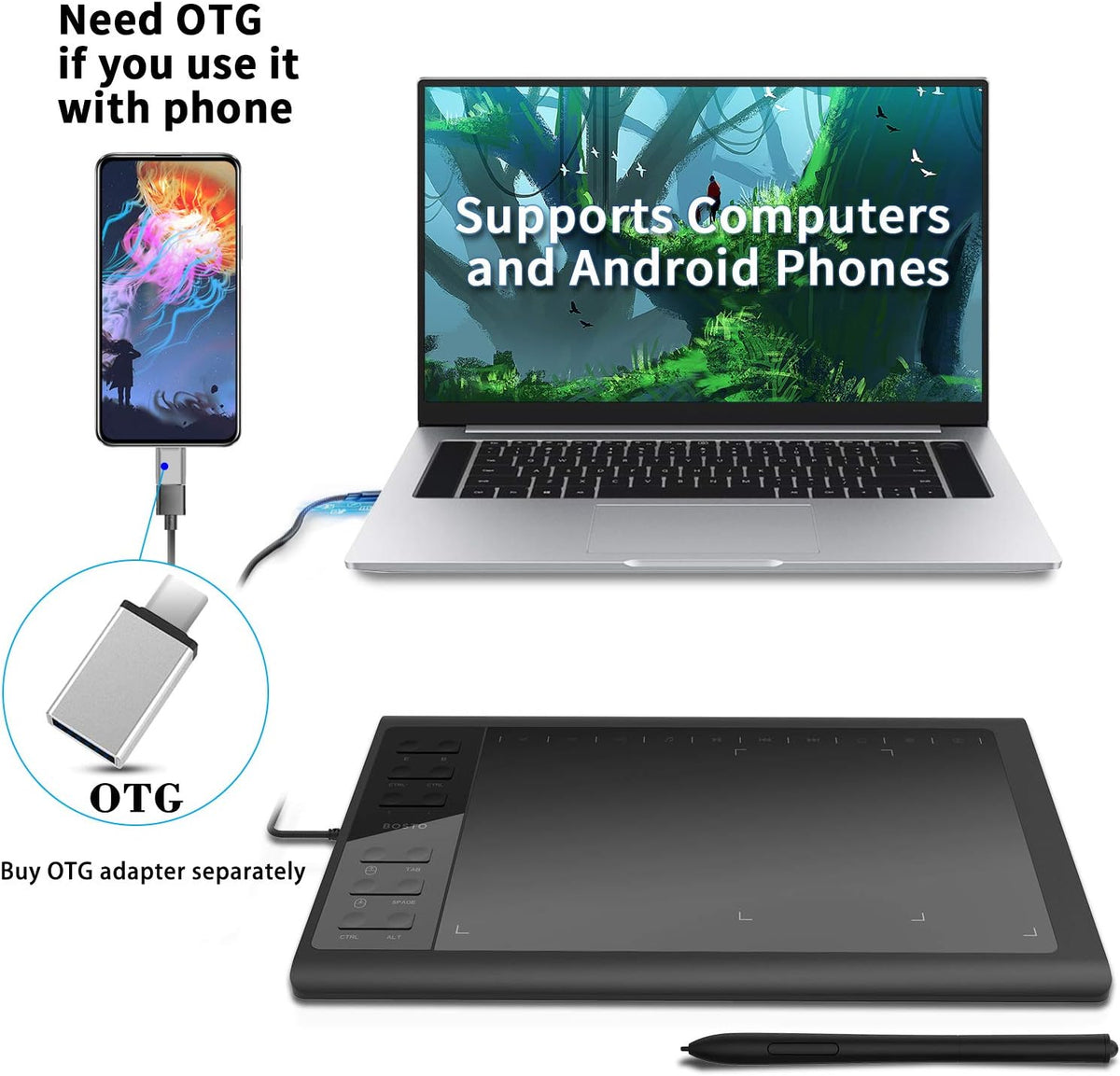 Drawing Tablet 10 X 6 Inches with Pressure Sensitive Stylus Pack of 2 E44750